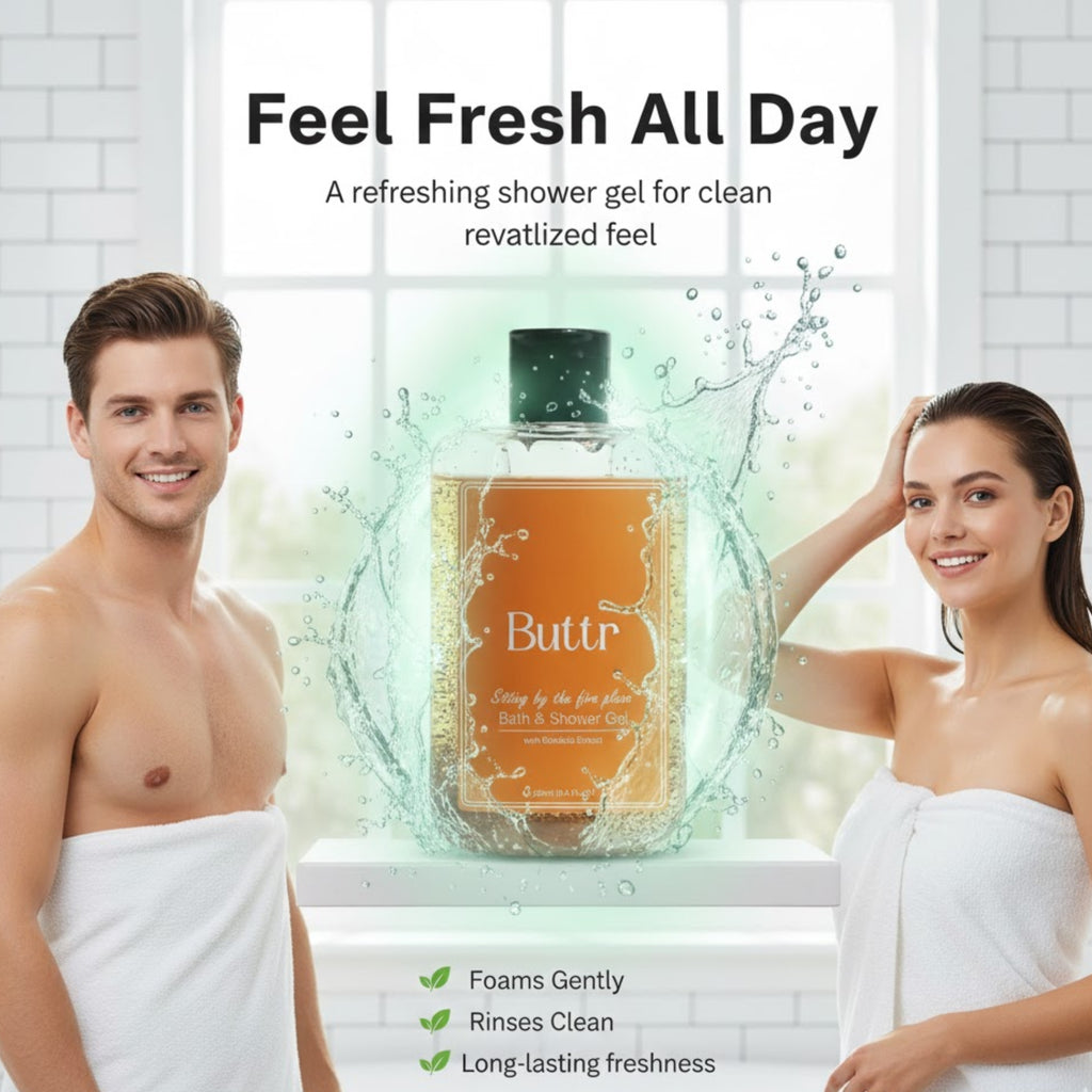 Buttr Gotukola Shower Gel – 250ml | Soap-Free Body Wash with Gotukola Extract, Aloe Vera & Vitamin E | Gentle Moisturizing Body Wash for Women & Men | Daily Refreshing Shower Gel.