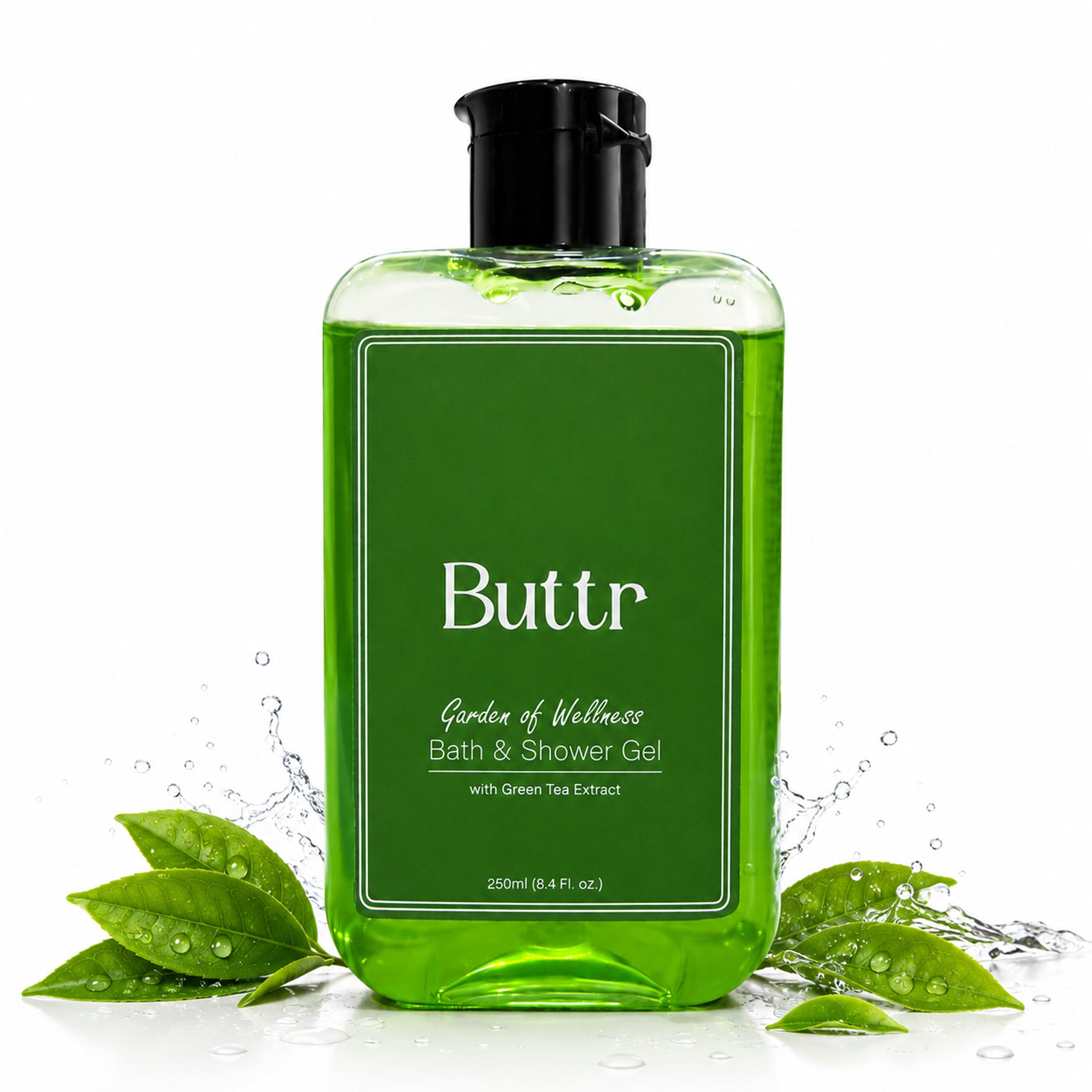 Buttr Green Tea Shower Gel – 250ml | With Aloe Vera & Vitamin E | Body Wash and Shower Gel for Women and Men - 250ml | Soap-Free Bodywash.