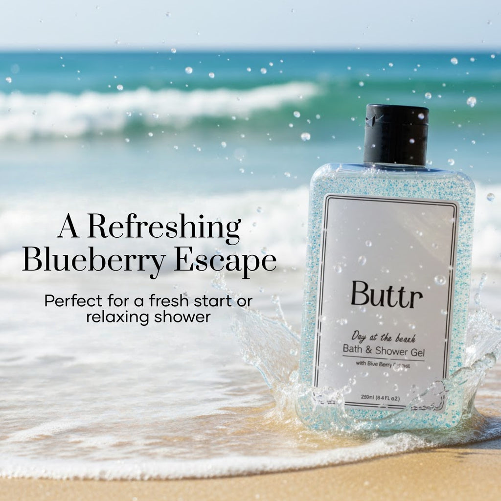 Buttr Blueberry Shower Gel – 250ml | With Aloe Vera & Vitamin E | Body Wash and Shower Gel for Women and Men - 250ml | Soap-Free Bodywash