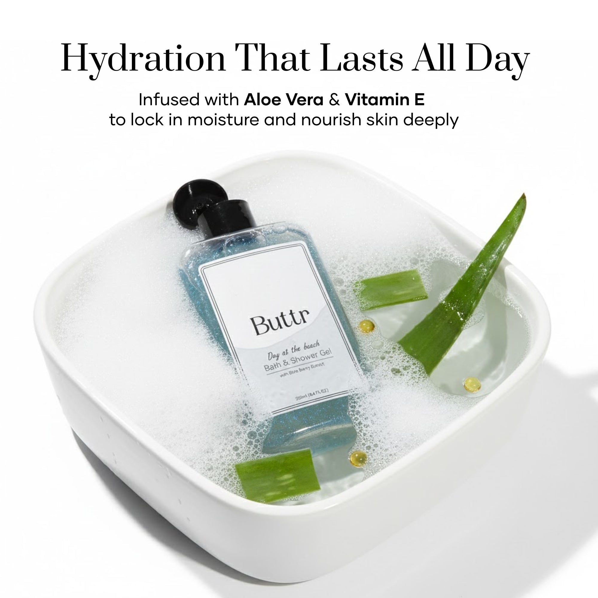 Buttr Blueberry Shower Gel – 250ml | With Aloe Vera & Vitamin E | Body Wash and Shower Gel for Women and Men - 250ml | Soap-Free Bodywash