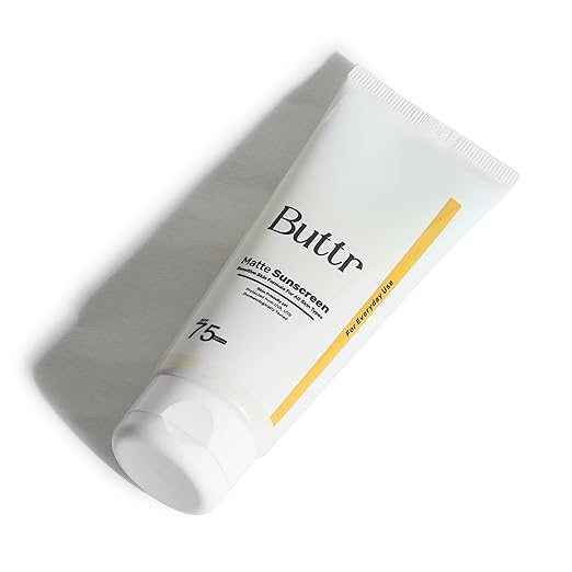 Buttr Matte Sunscreen SPF 75+ PA+++ | Water-Based Broad Spectrum Sunscreen for Oily, Combination & Normal Skin | Lightweight, Non-Greasy, No White Cast | 50g.