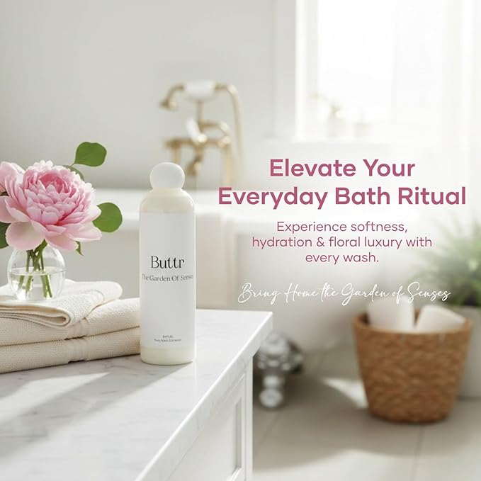 Buttr Oil Infused Body Wash | Floral Peony, Vitamin E, Aloe Vera, Coconut & Sweet Almond Oil | Hydrating & Nourishing Body Wash | 250ml