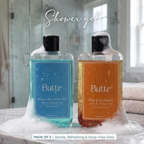 Buttr Gotukola Lavender Bliss Shower Gel Combo, With Gotukola Extract, Aloe Vera, Vitamin E, Repair, Hydrate, Revitalize Skin, 2 × 250ml, For All Skin Types.