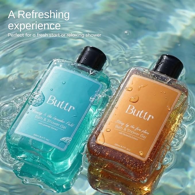 Buttr Gotukola Lavender Bliss Shower Gel Combo, With Gotukola Extract, Aloe Vera, Vitamin E, Repair, Hydrate, Revitalize Skin, 2 × 250ml, For All Skin Types.