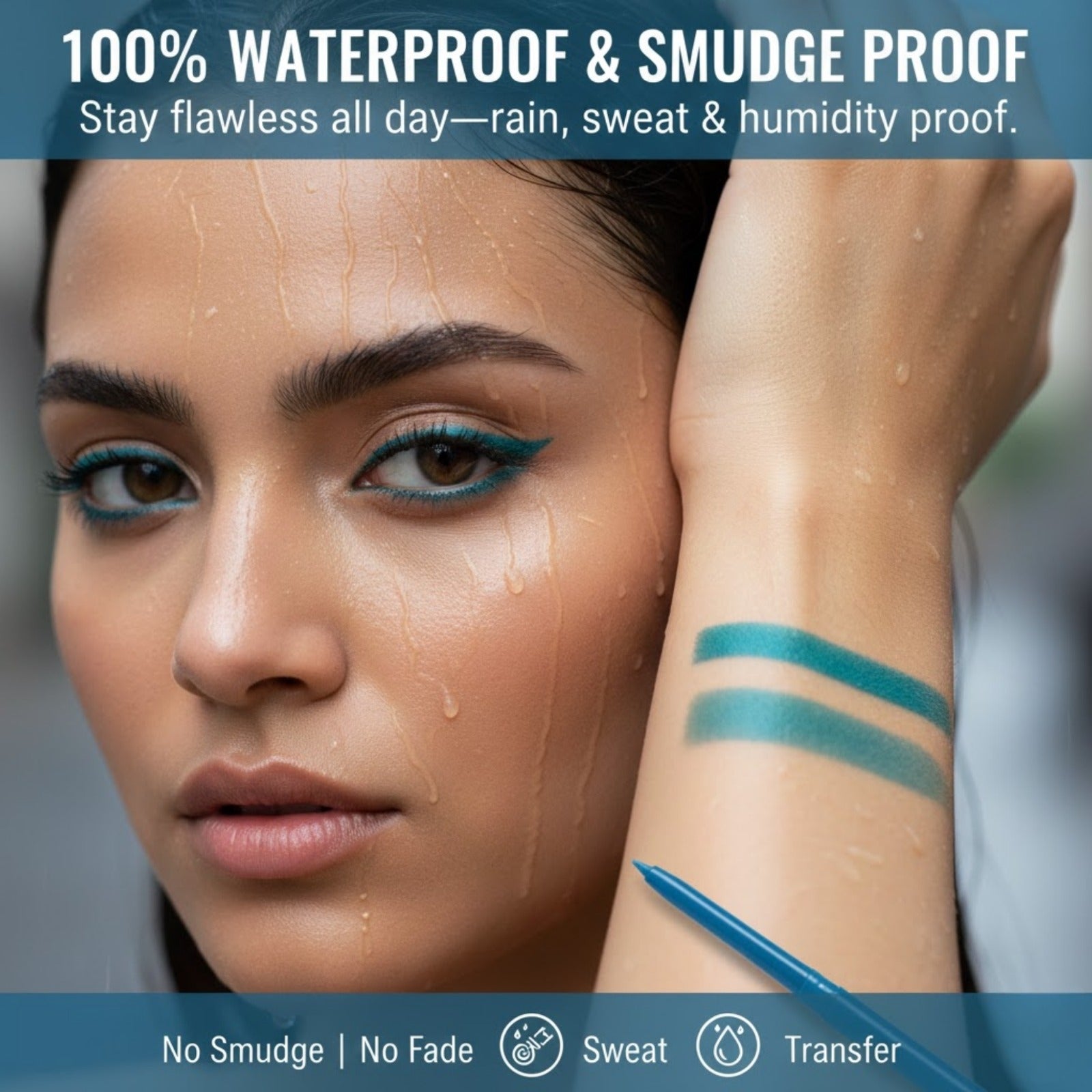 Buttr Teal Blue Eyeliner Pencil | Waterproof & Smudge-Proof | Bold Pigment | Long-Lasting Eye Kajal | The Hidden Sanctuary
