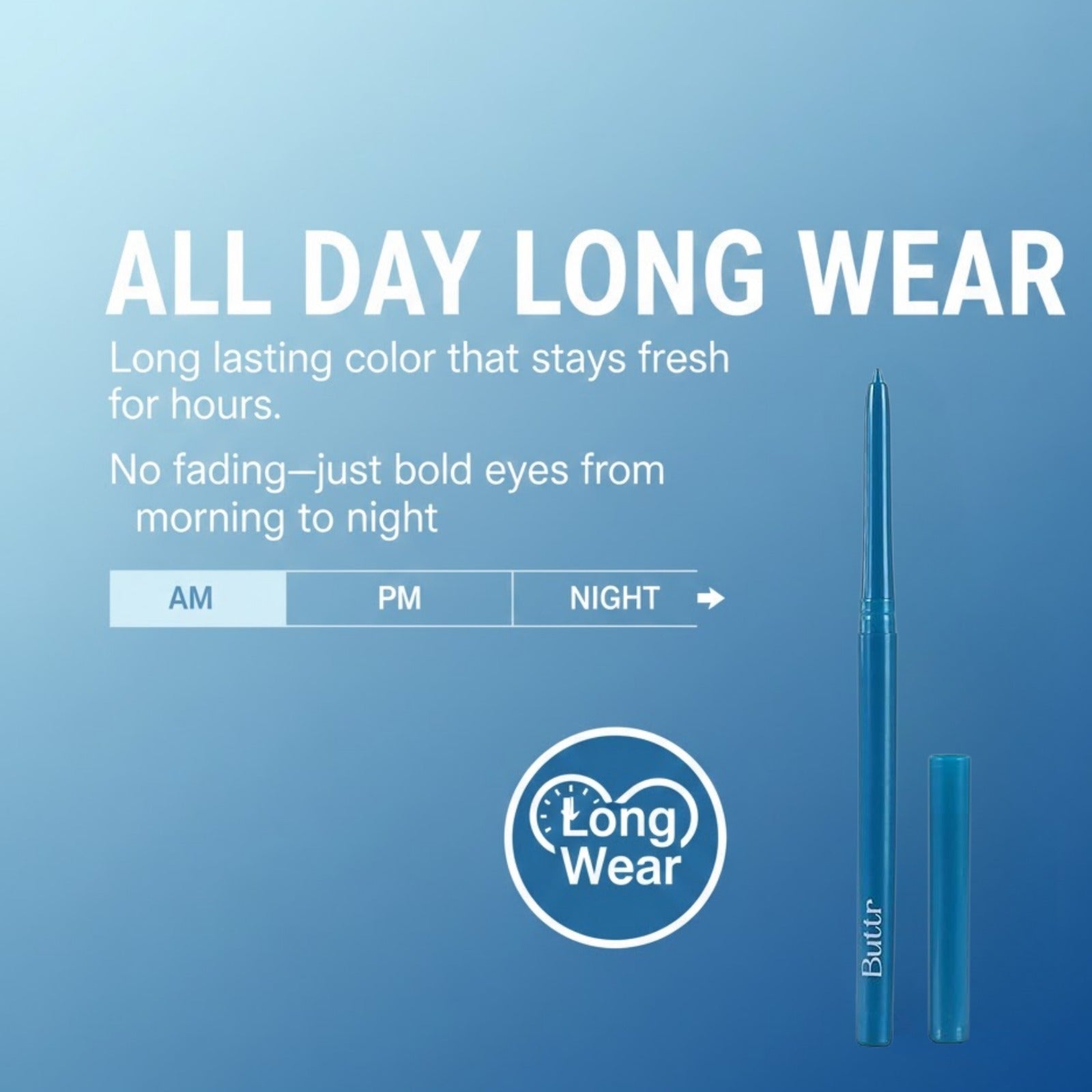 Buttr Teal Blue Eyeliner Pencil | Waterproof & Smudge-Proof | Bold Pigment | Long-Lasting Eye Kajal | The Hidden Sanctuary