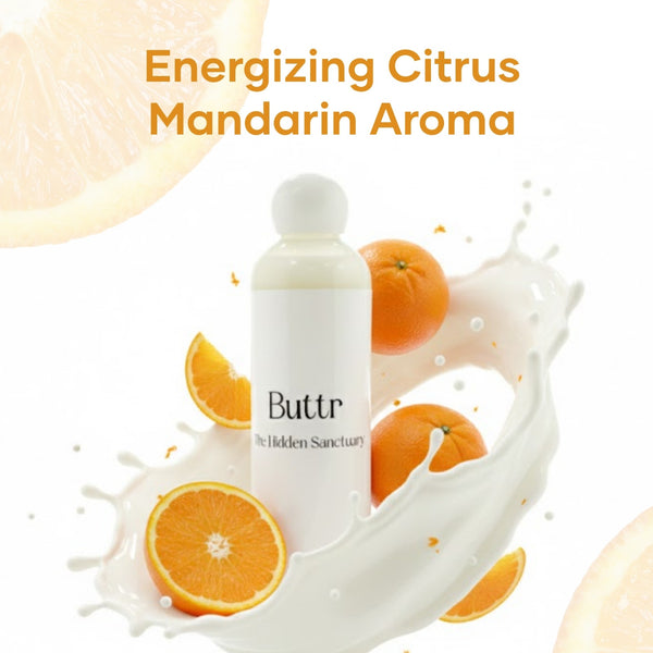 Buttr Bath Oil – Mandarin + Myrrh | Oil-Infused Body Wash & Moisturiser | 250ml | The Hidden Sanctuary