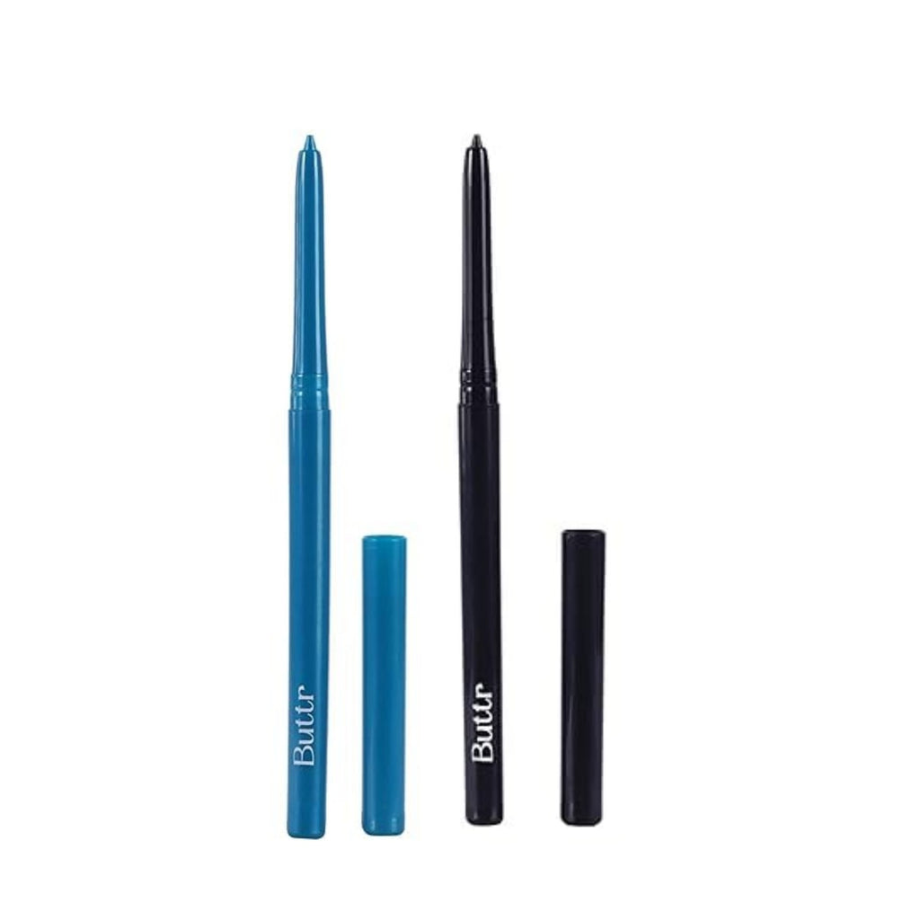 Buttr Retractable Eyeliner Pencil | Smudge-Proof  & Long Lasting | Black & Blue Combo | Waterproof  Eye Pencil for All Eye Types