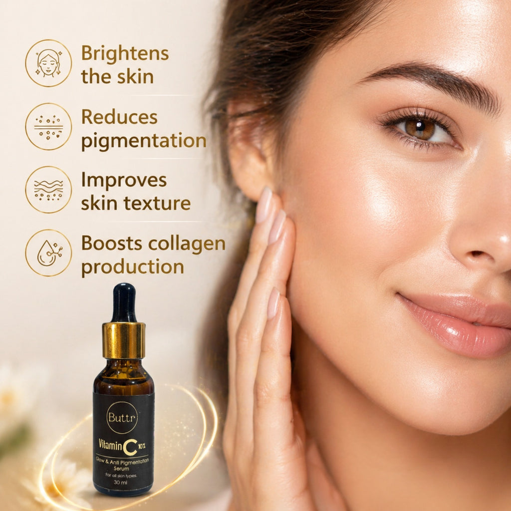 Buttr Vitamin C 10% Glow & Anti Pigmentation Serum |  Brightening Face Serum for All Skin Types | 30ml