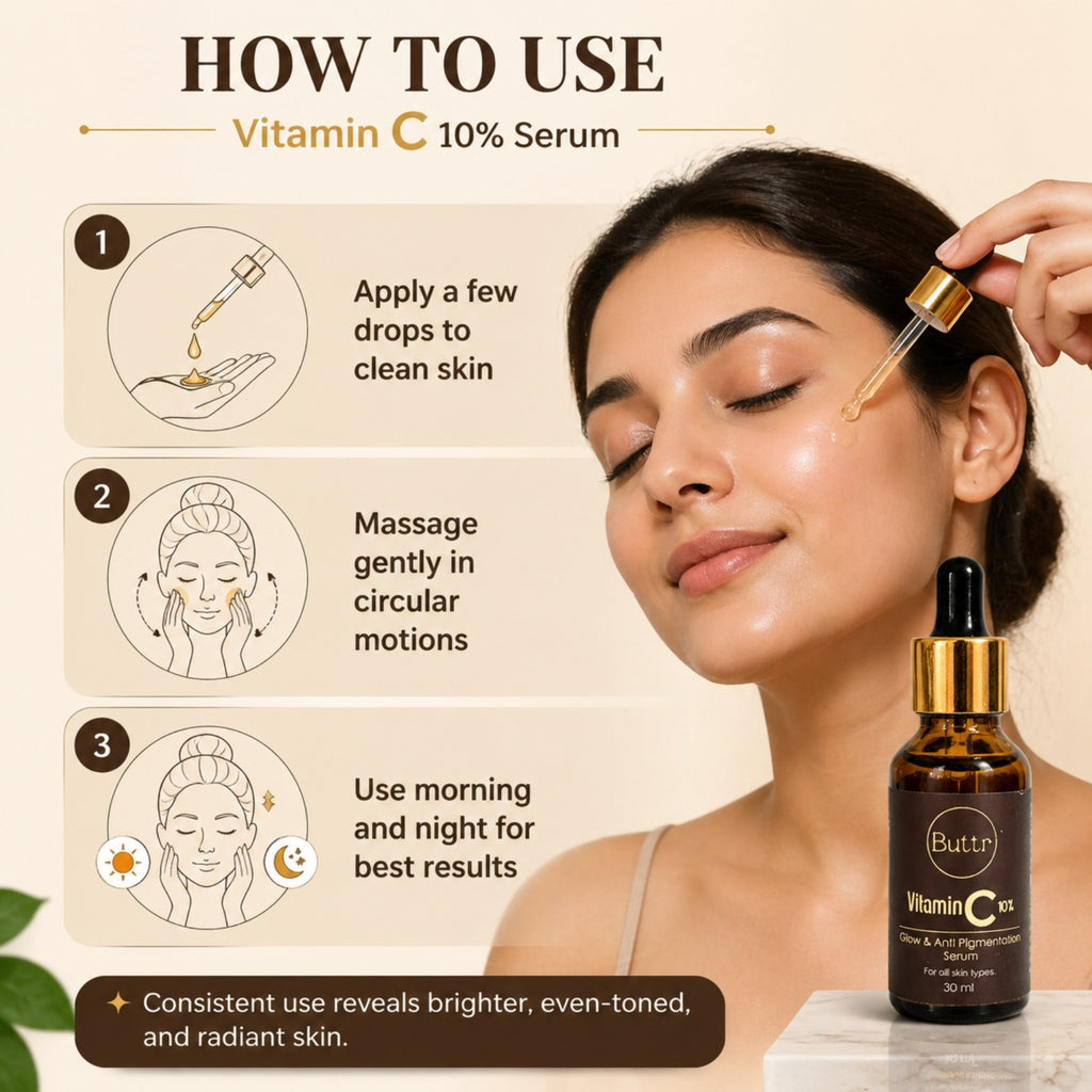 Buttr Vitamin C 10% Glow & Anti Pigmentation Serum |  Brightening Face Serum for All Skin Types | 30ml