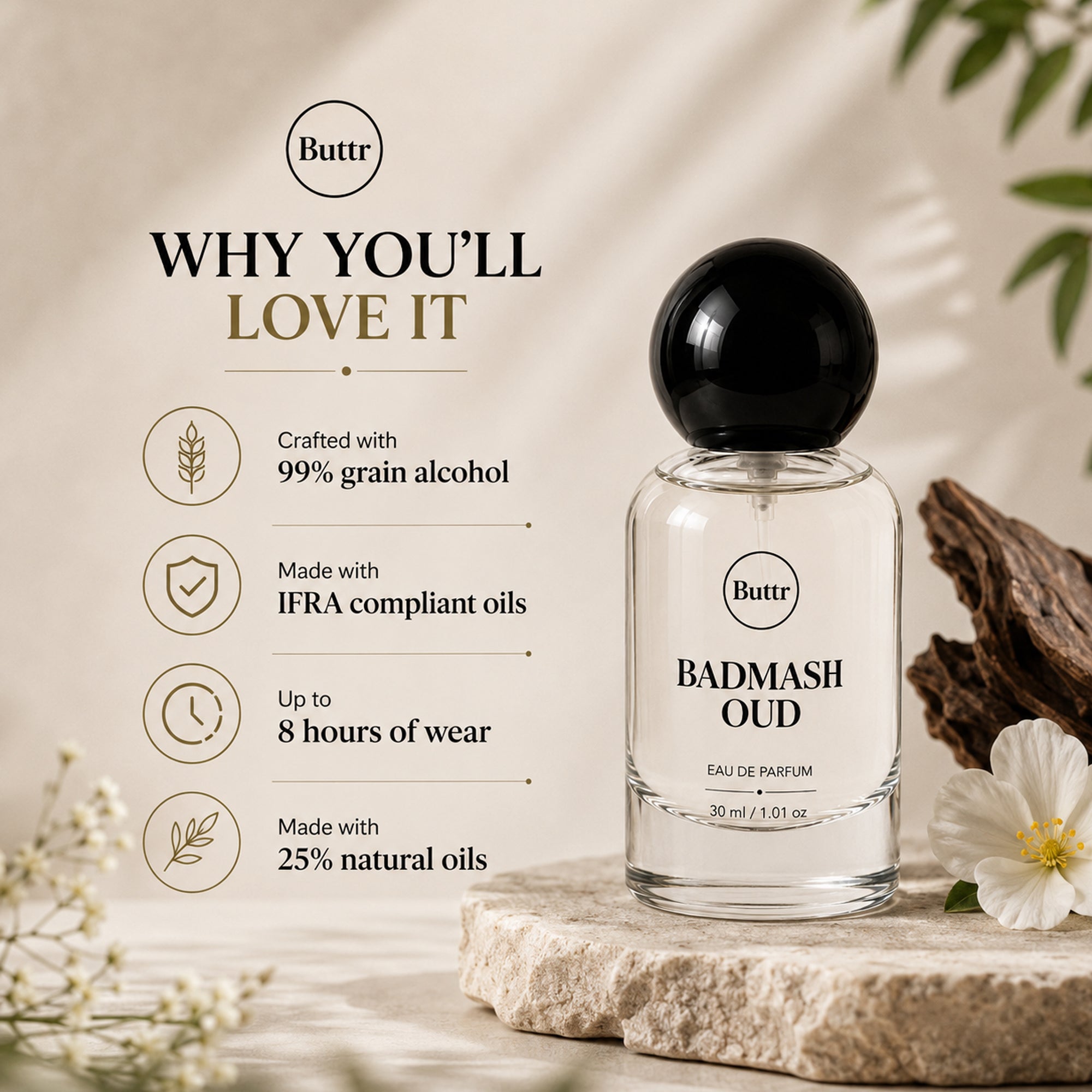 Buttr Badmash Oud Eau De Parfum – 30ml